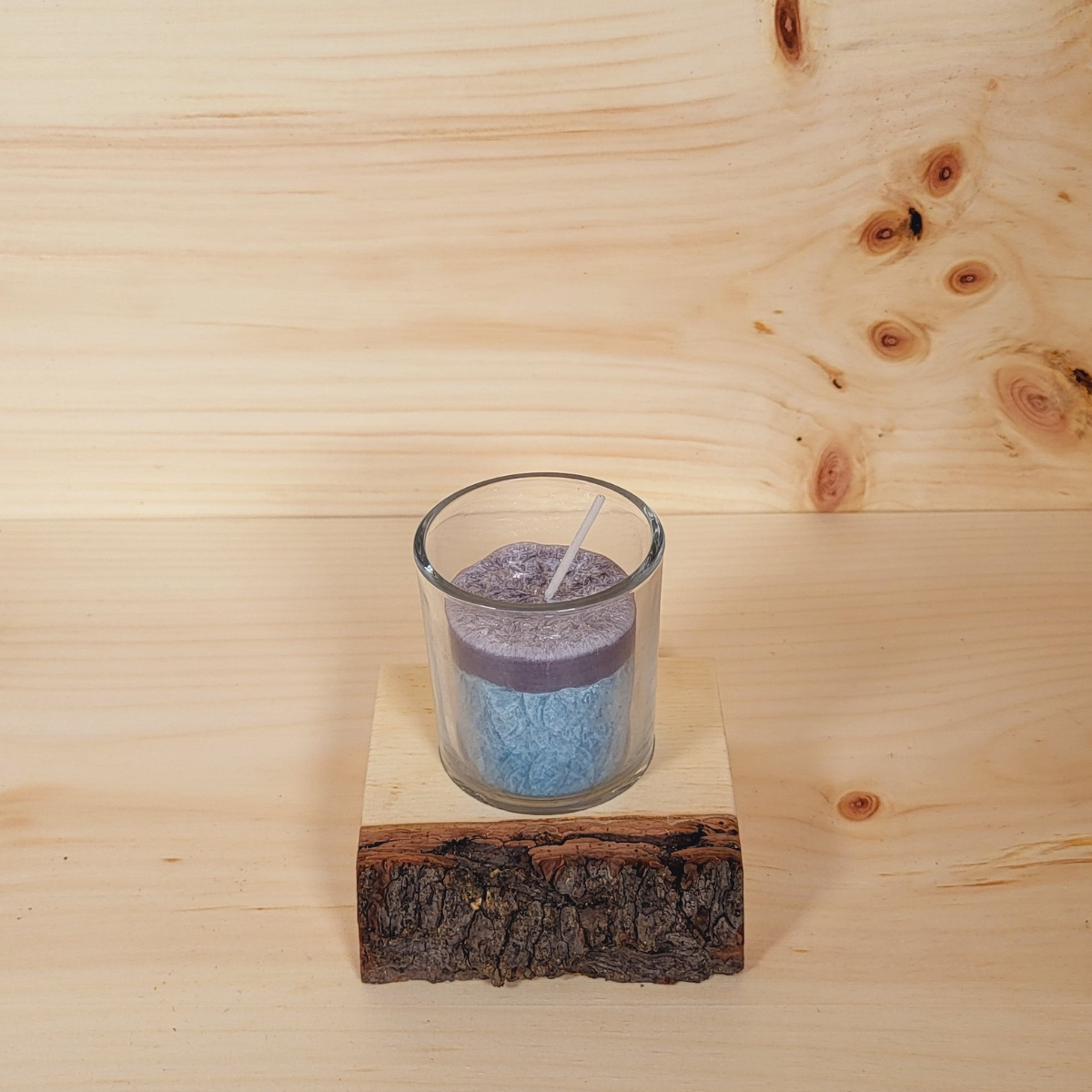 Zirben Votivkerze mit rustikalen Kerzenhalter